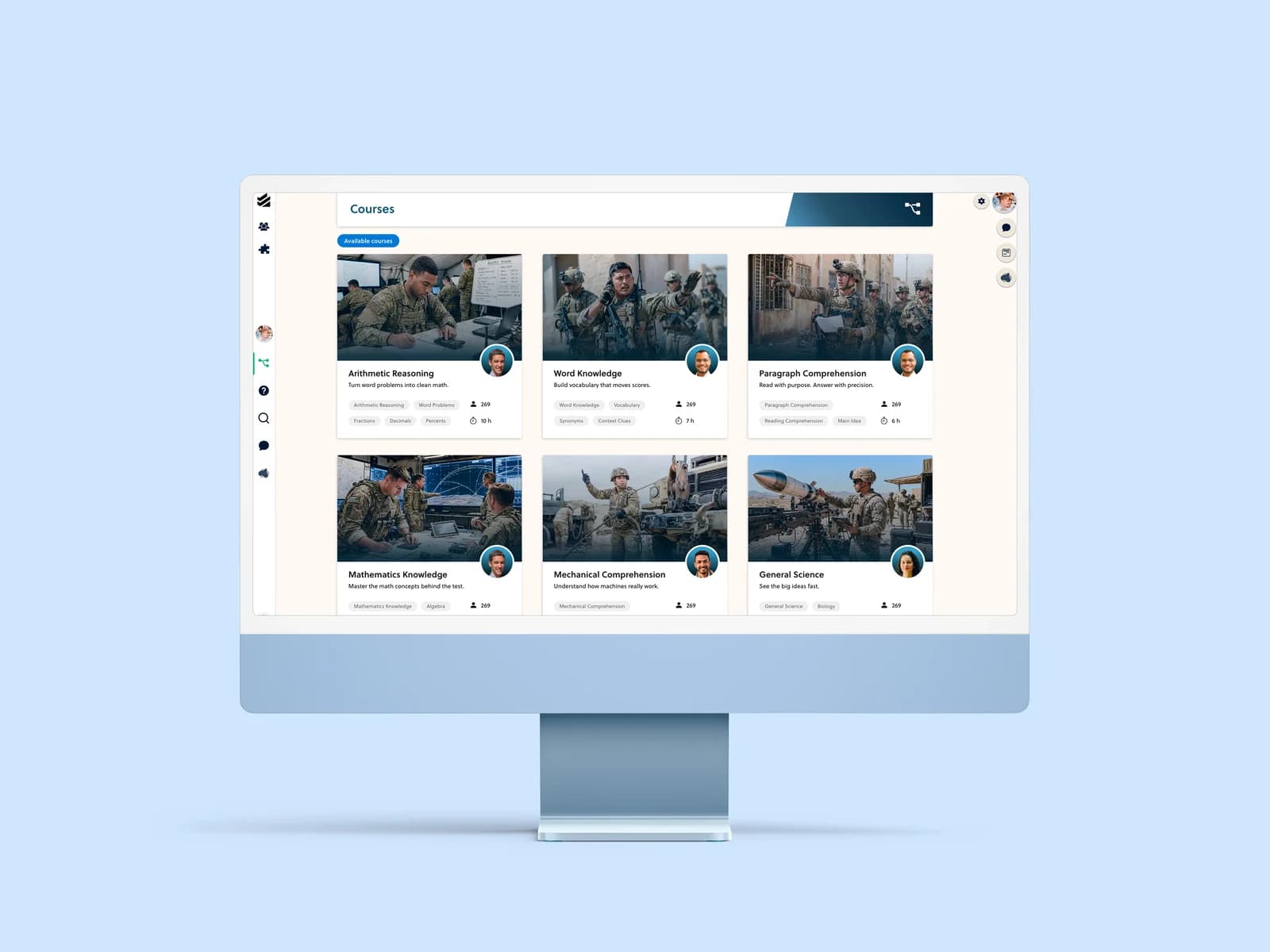 Branded learning community example in a blue theme